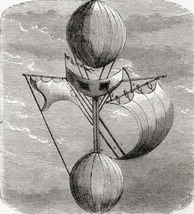 Lana's Flying Machine, fra 'Wonderful Balloon Ascents or the Conquest of the Skies', av Fulgence Marion, utgitt ca. 1870 av French School